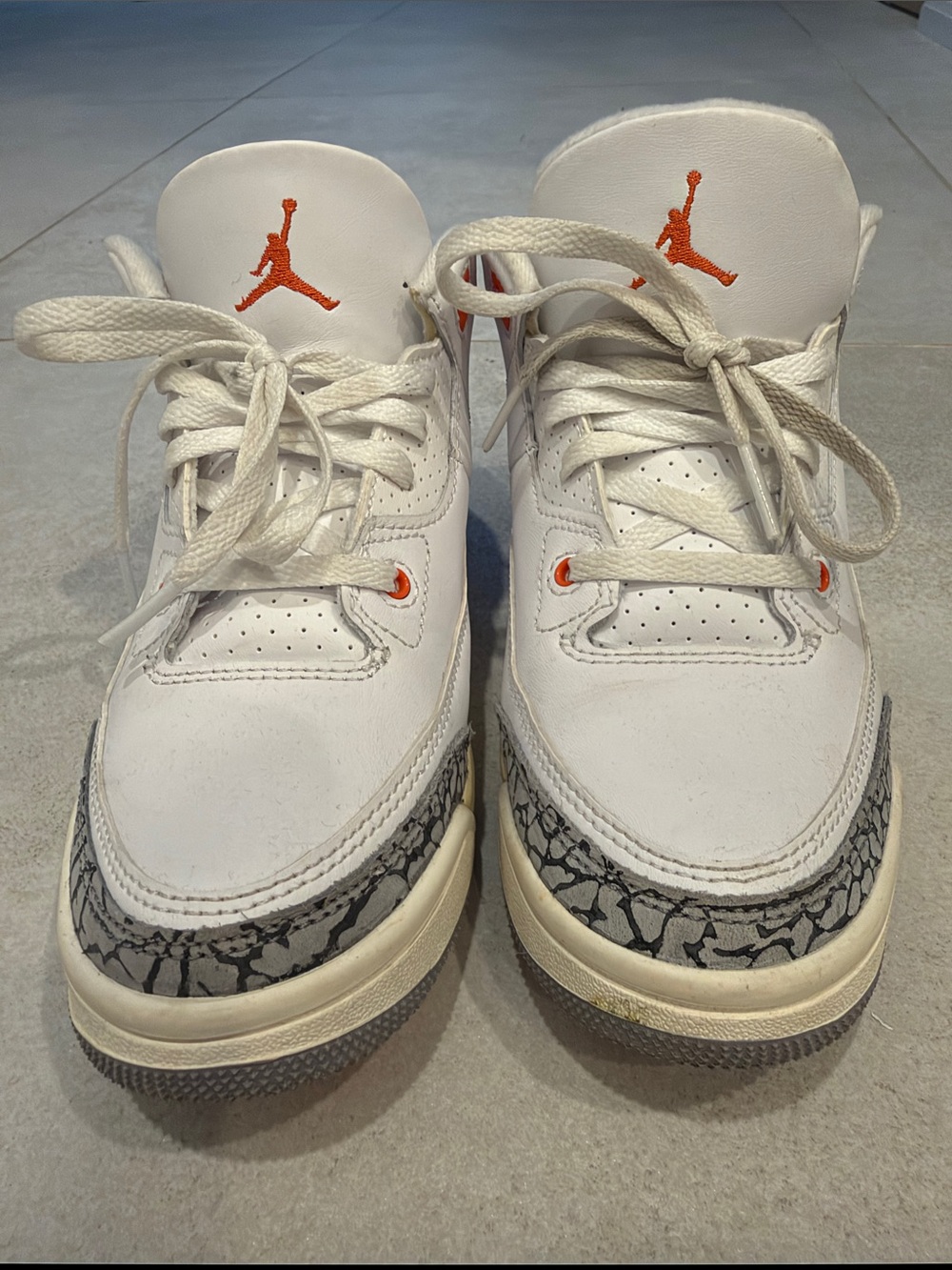 Jordan Kids White/Orange Retro Basketball Sneakers